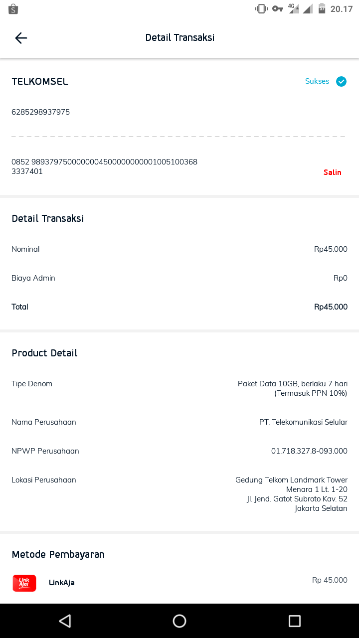 Beli Paket Data di Linkaja Tidak Masuk Media Konsumen