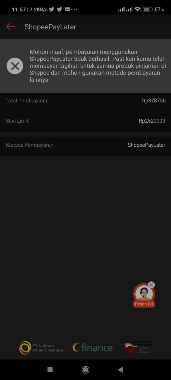 Shopee Paylater Tidak Bisa Digunakan