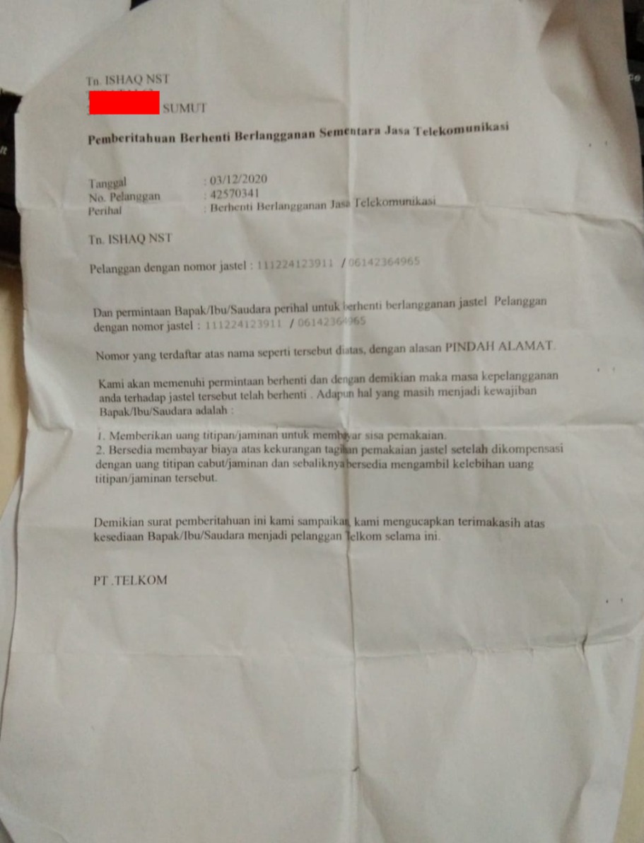 Uang Deposit Telkom Indihome Belum Dikembalikan Media Konsumen