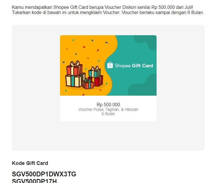Shopee Gift Card yang Dibeli Tidak Bisa Digunakan