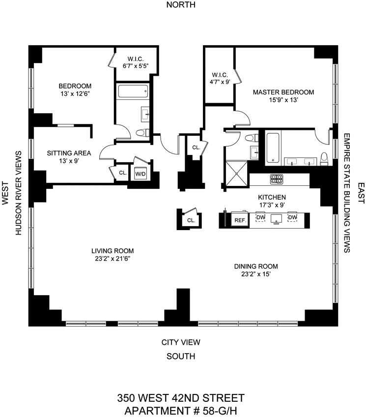 Corcoran, 350 West 42nd Street, Apt. 58G/H, Midtown West Rentals
