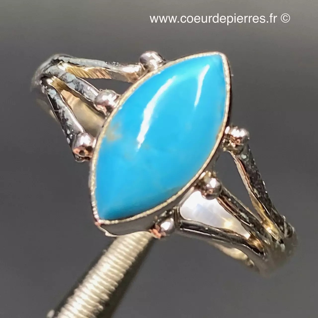 Bague argent avec turquoise naturelle de Sleeping Beauty, Arizona taille  57,5 (réf btu3) | Cœur de Pierres