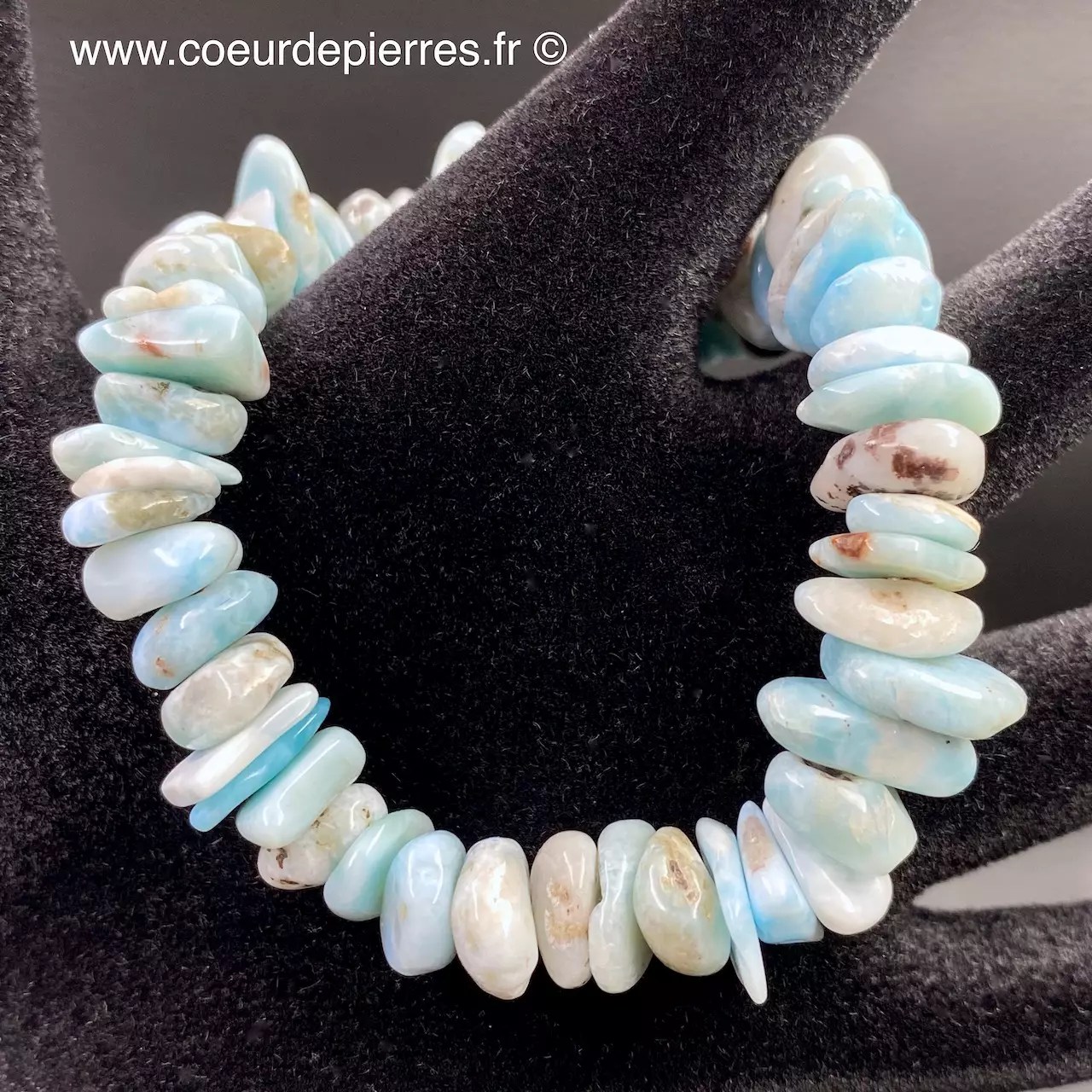 Bracelet chips en Larimar de République Dominicaine "qualité extra