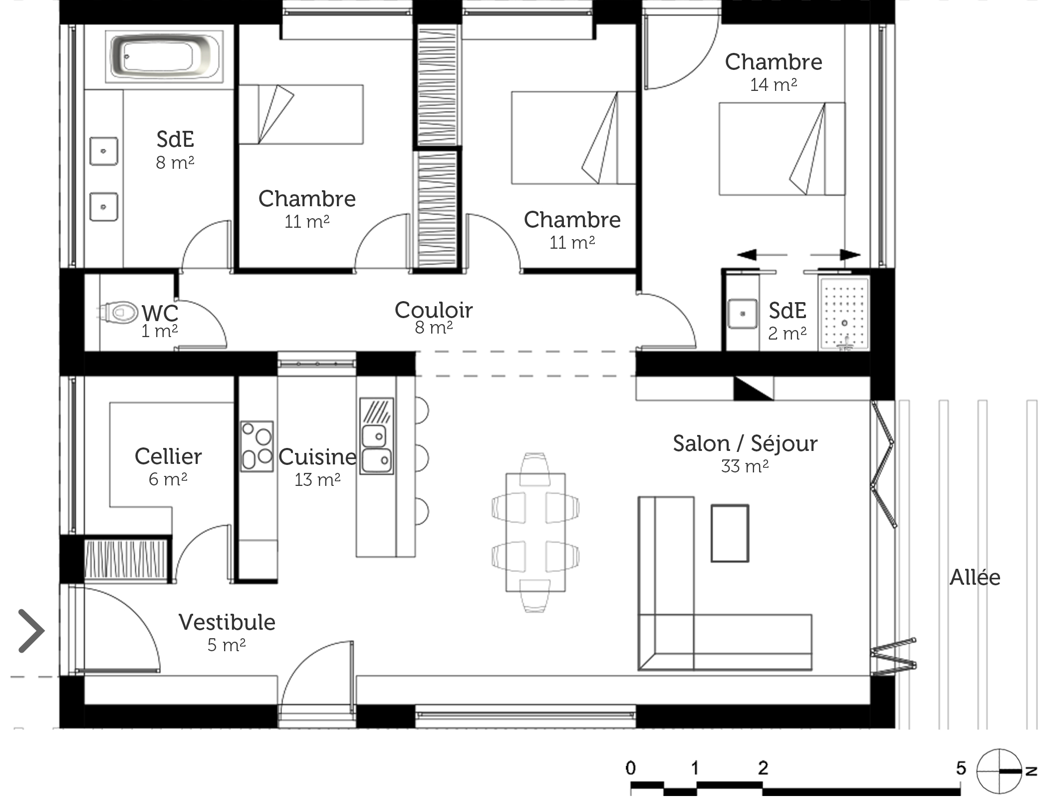 Plan maison à toit plat 110 m² Ooreka