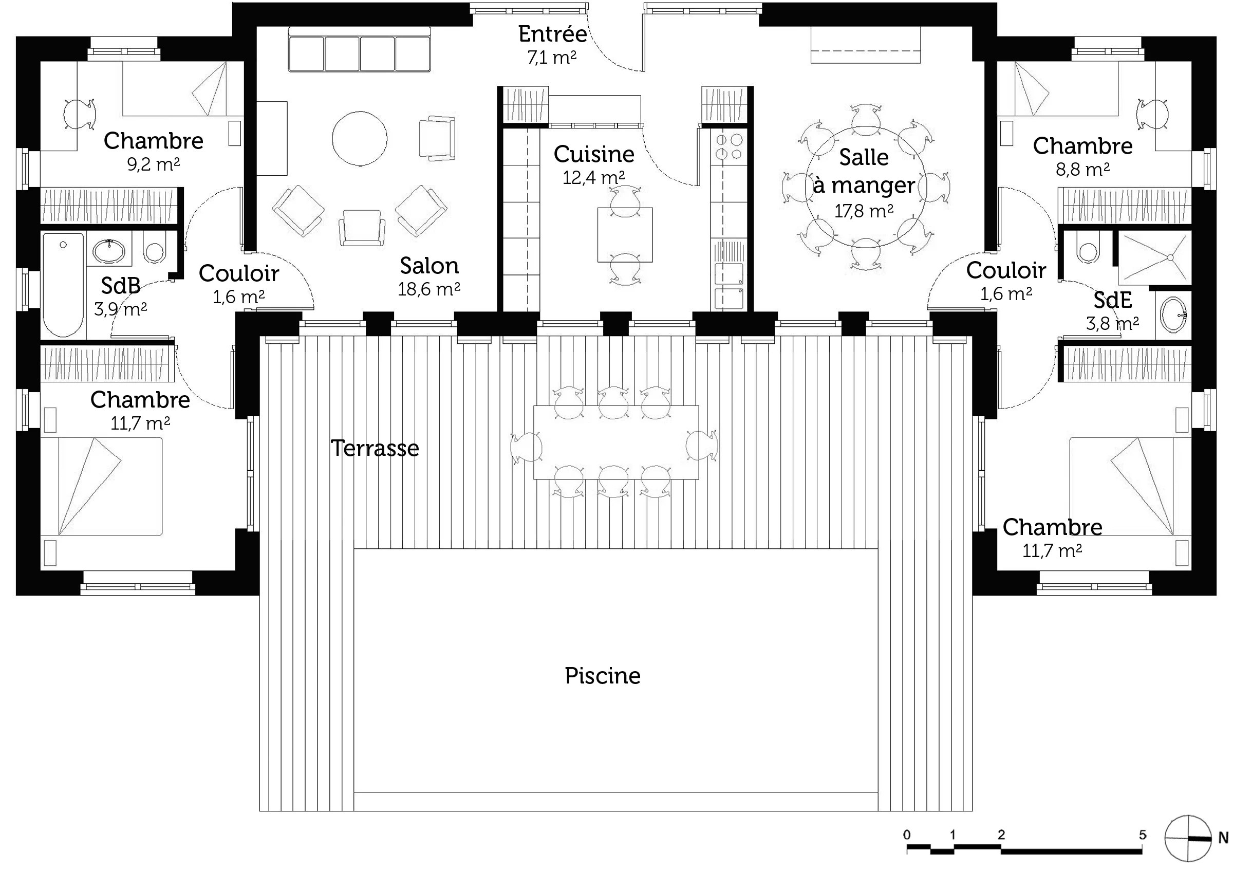 plan de maison en u avec piscine Infos et ressources