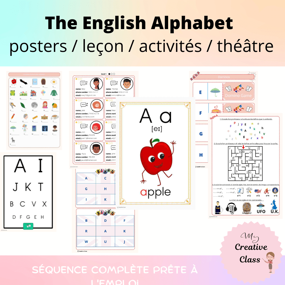 L'alphabet en anglais (posters de classe + séquence complète) Anglais