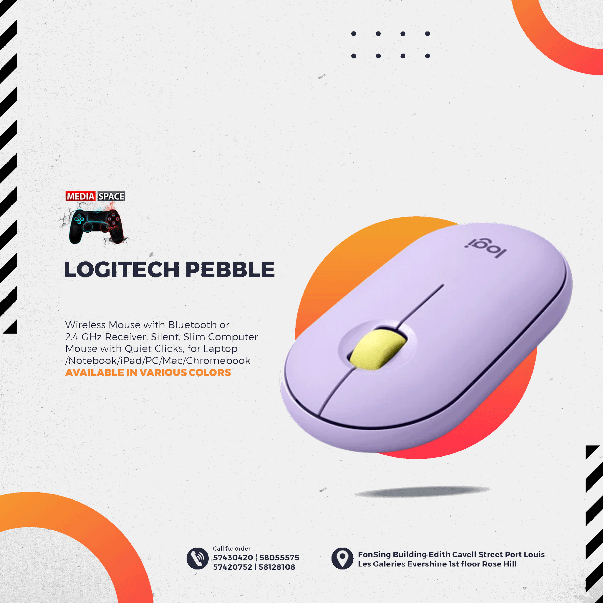Logitech Pebble Wireless Mouse with Bluetooth or 2.4 GHz Receiver