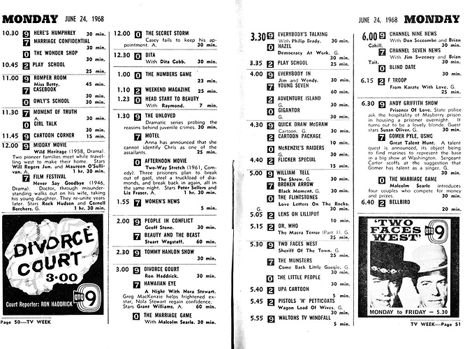Classic TV Listings TV History Media Spy