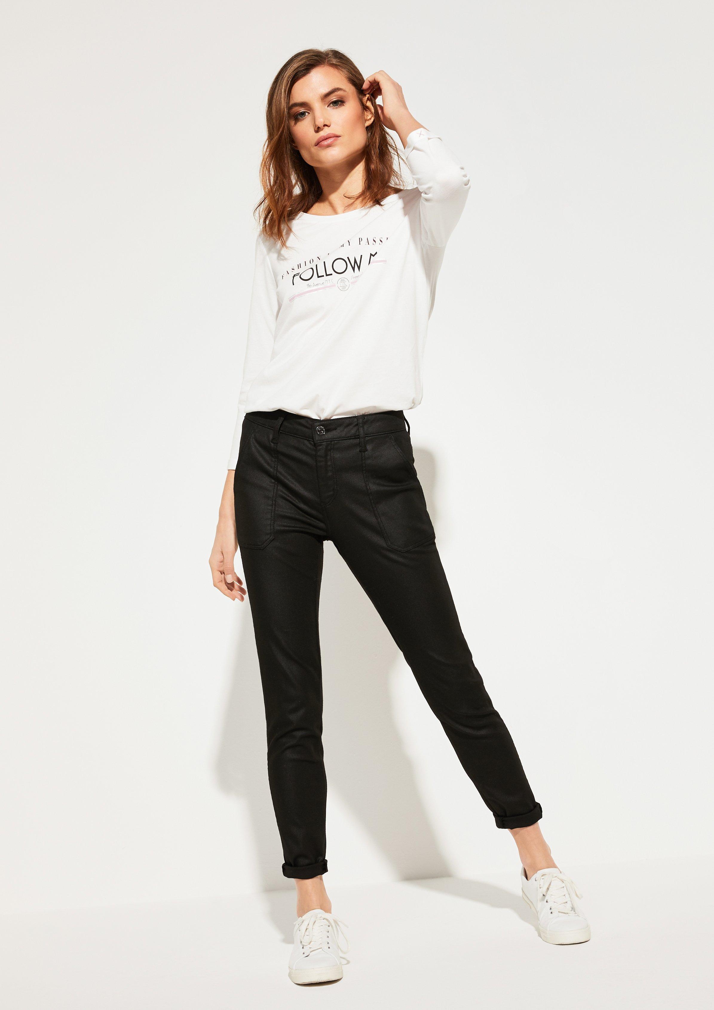 comma Skinny Fit Stretchjeans mit Coating