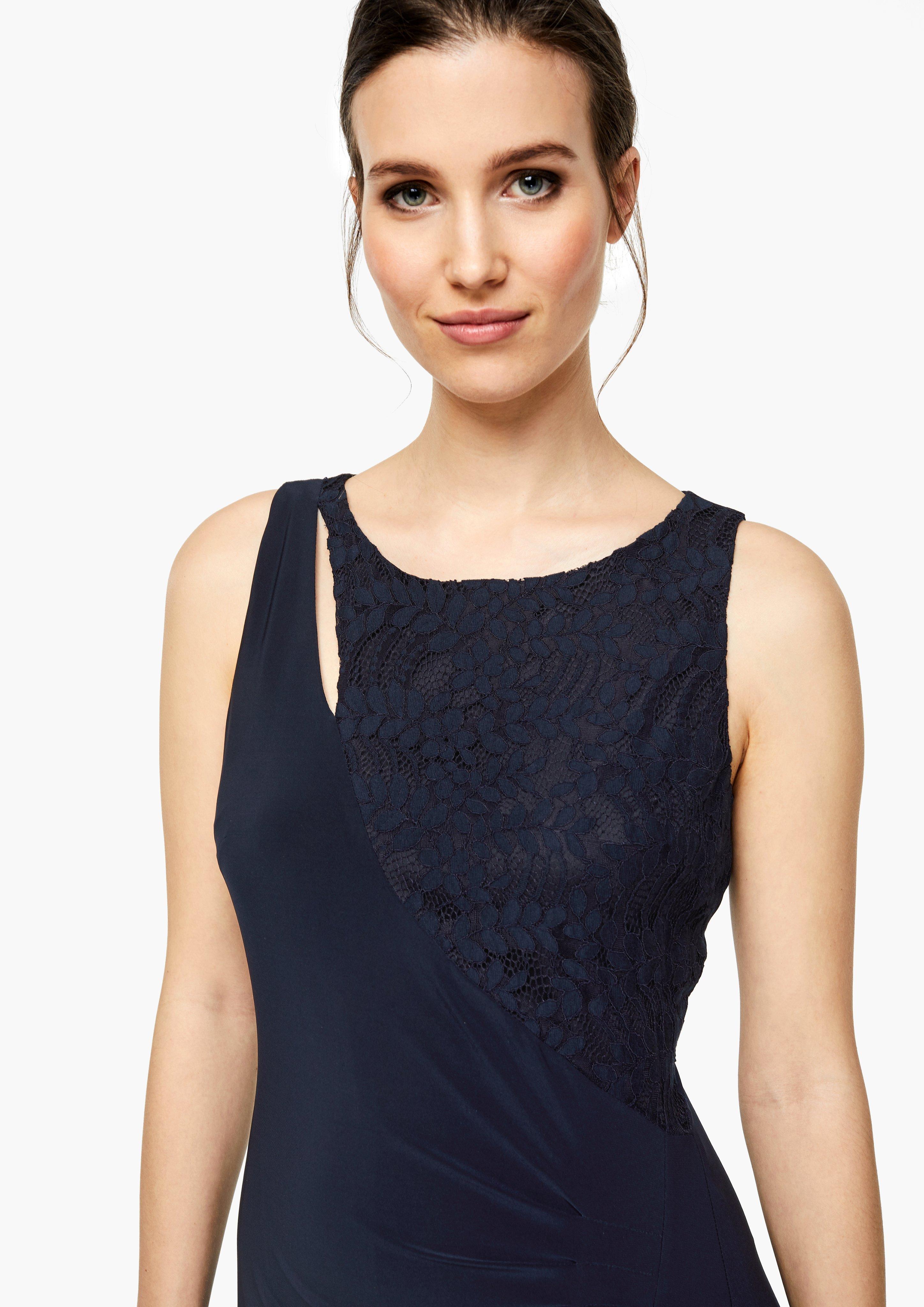 s.Oliver BLACK LABEL Premium ACC Women DrapéKleid mit SpitzeLayering