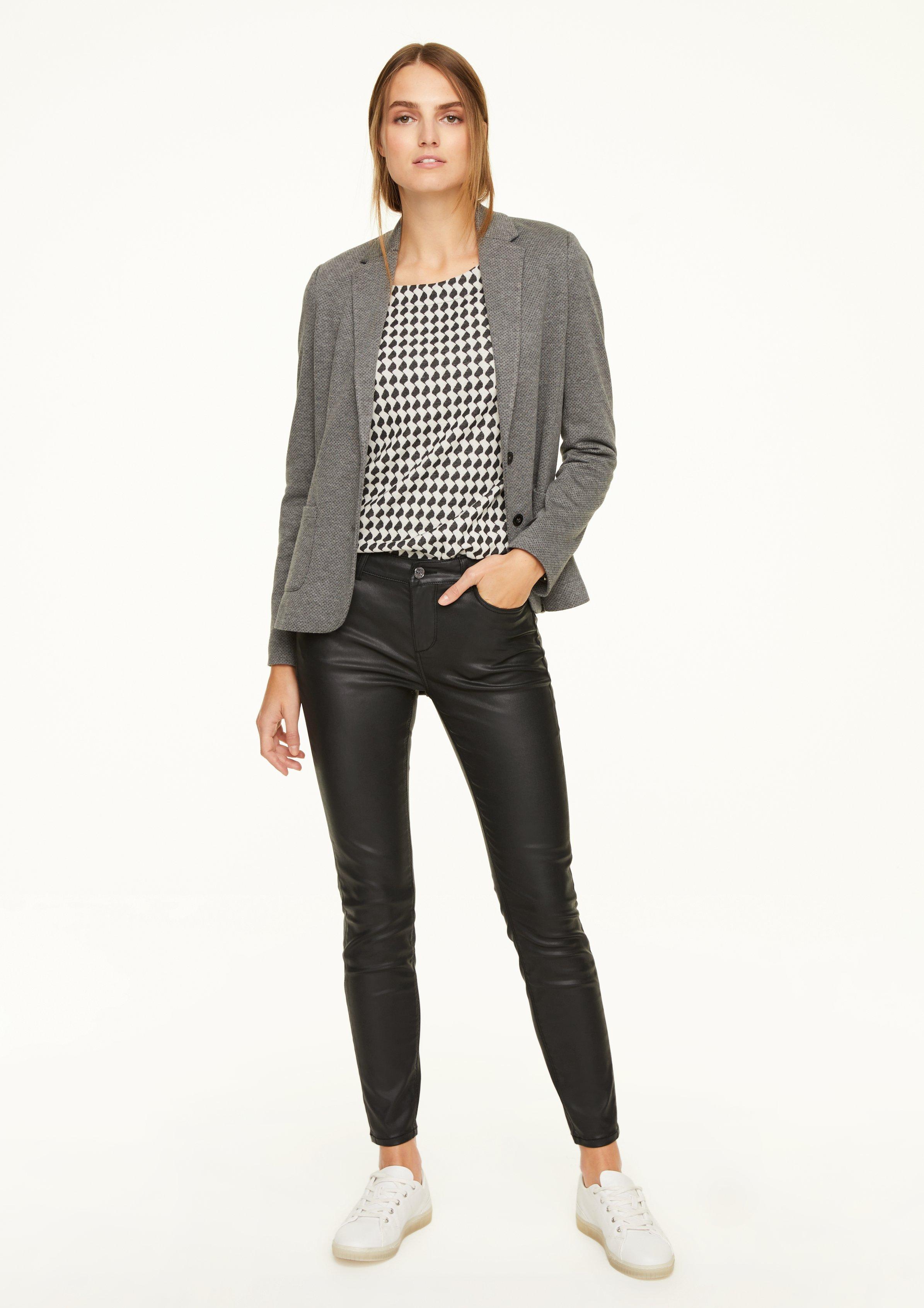 comma Skinny Fit TwillHose im LederLook