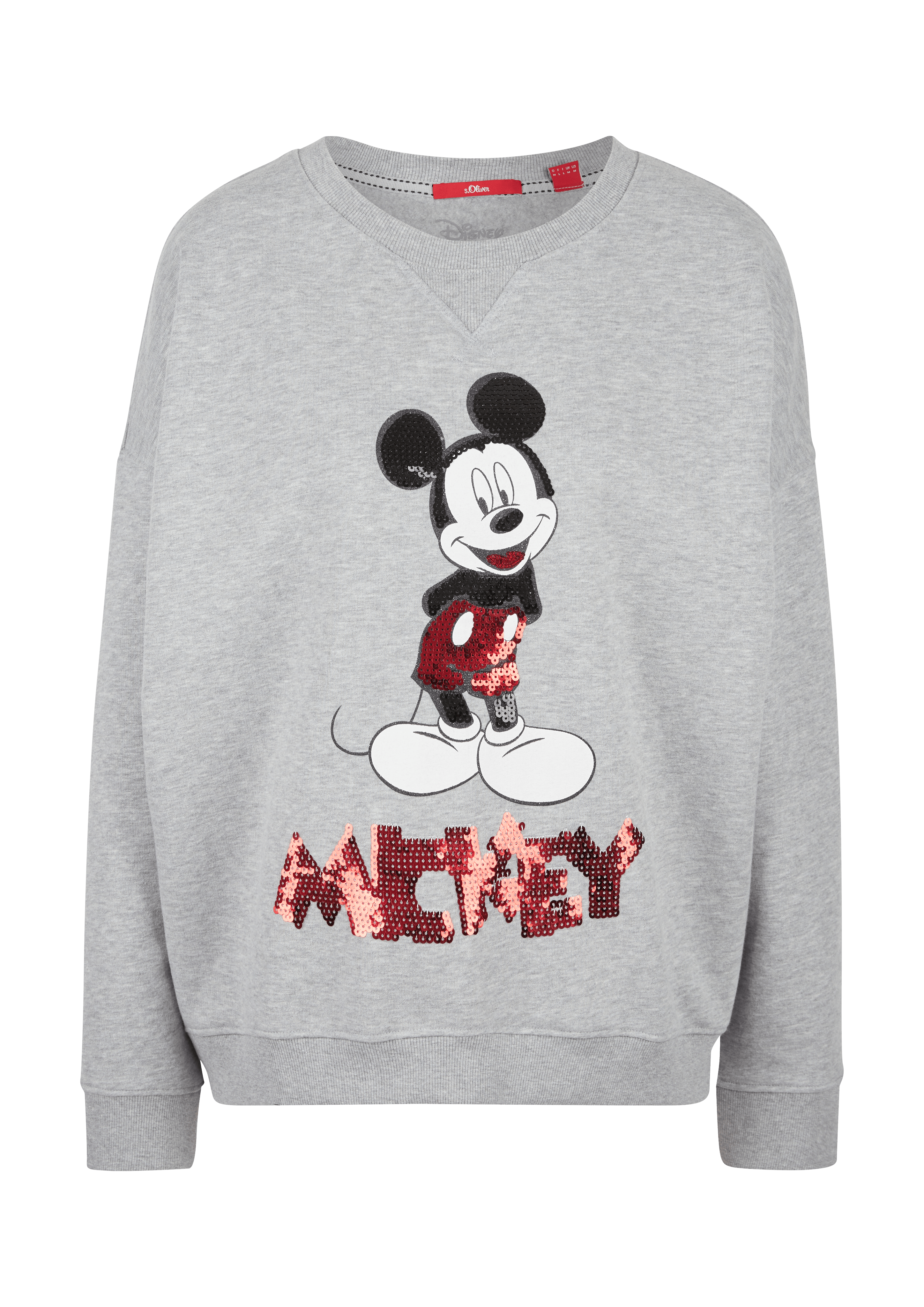 Damen Sweatshirt mit Mickey MouseMotiv grau meliert Motivprint 0