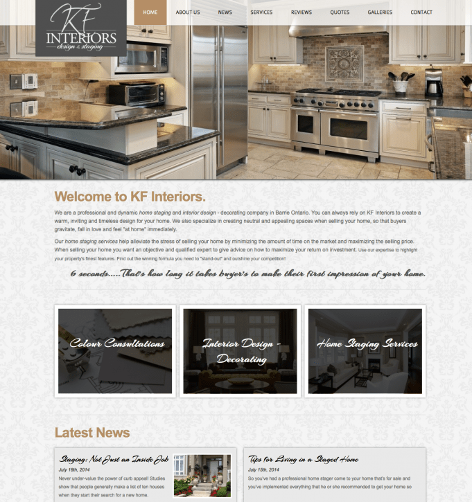 KF Interiors Barrie Interior Design Website Media Suite Inc.