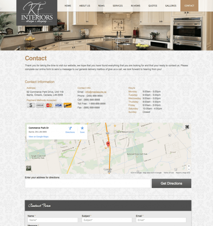 KF Interiors Barrie Interior Design Website Media Suite Inc.
