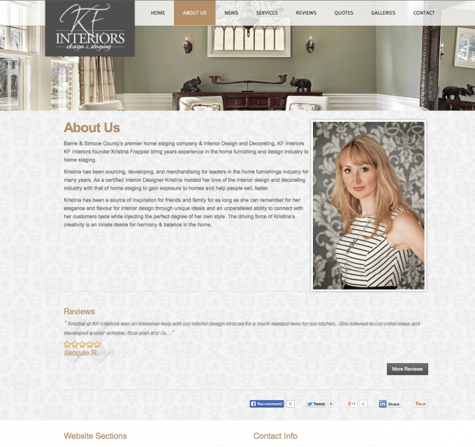 KF Interiors Barrie Interior Design Website Media Suite Inc.