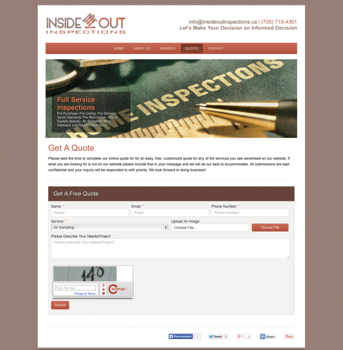 Inside Out Inspections Barrie site Design Media Suite Inc.