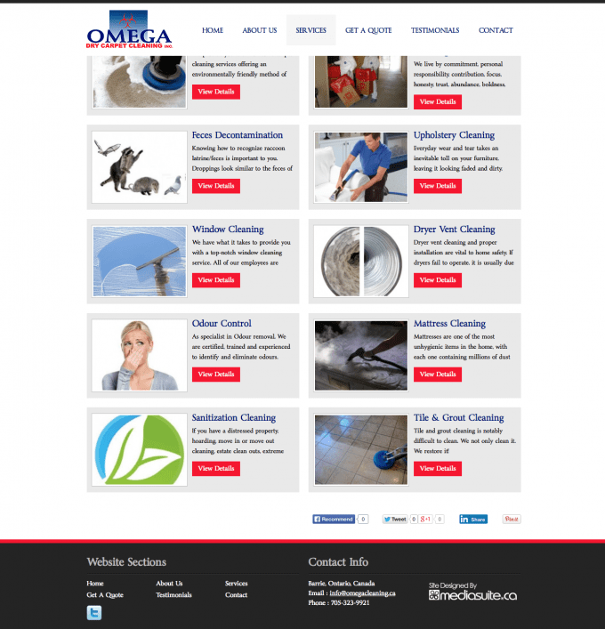 Omega Cleaning Oro Medonte site Design Media Suite Inc.
