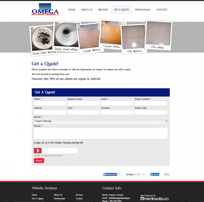 Omega Cleaning Oro Medonte site Design Media Suite Inc.