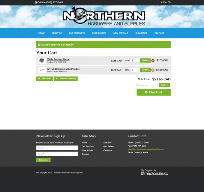Northern Hardware Supply Custom site Media Suite Inc.