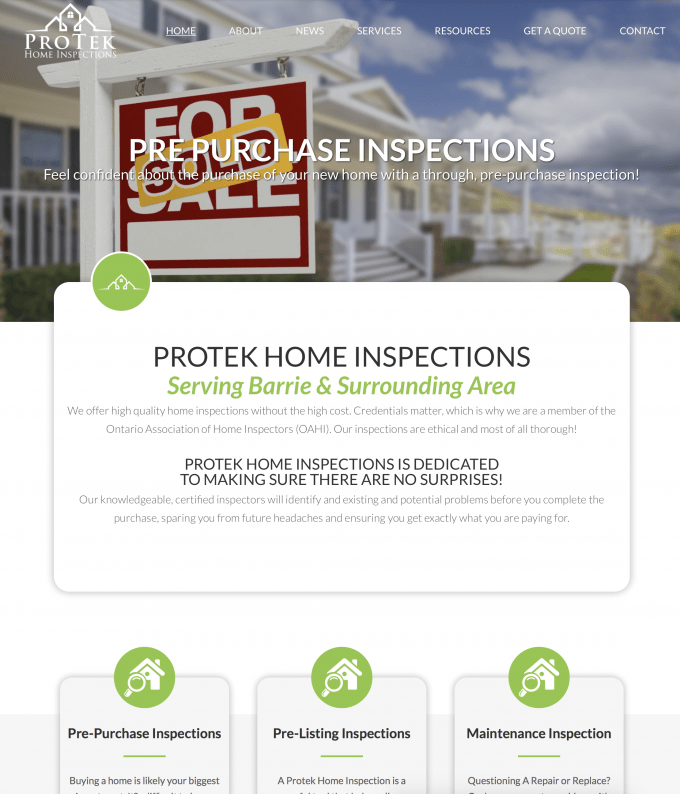 Protek Inspections Barrie  Design Project Media Suite Inc.