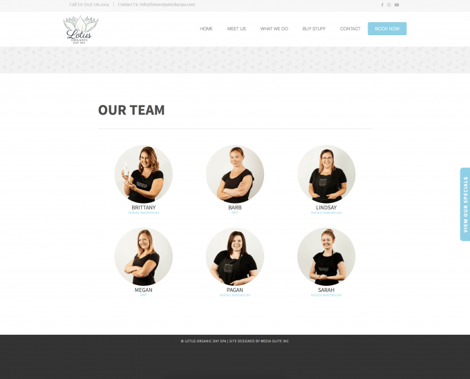 Lotus Organic Spa Barrie site Design Project Media Suite Inc.