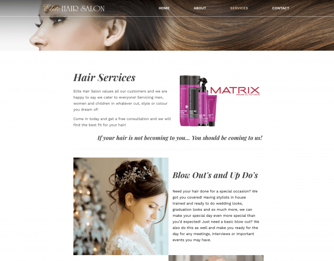 Elite Hair Salon Barrie Hair Salon site Design Project Media