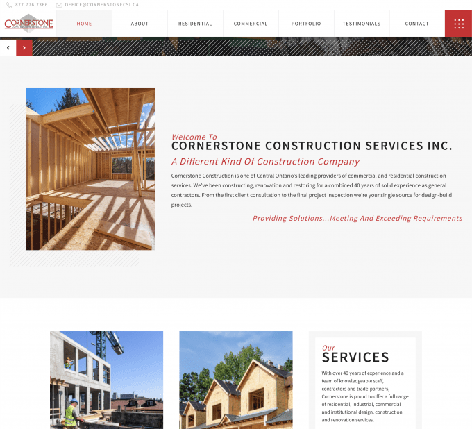 Cornerstone Construction Construction Company site Media Suite Inc.