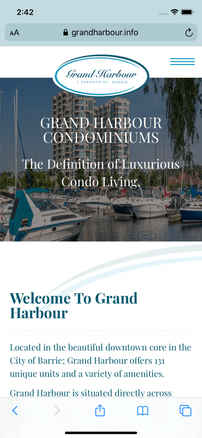 Grand Harbour Condominium site Project Media Suite Inc.