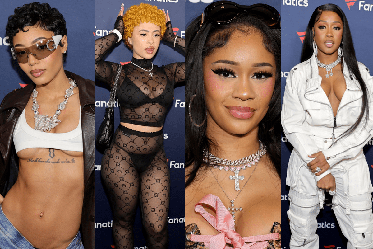 Female Rappers At SUPERBOWL Party Ice Spice, Coi Leray, Saweetie