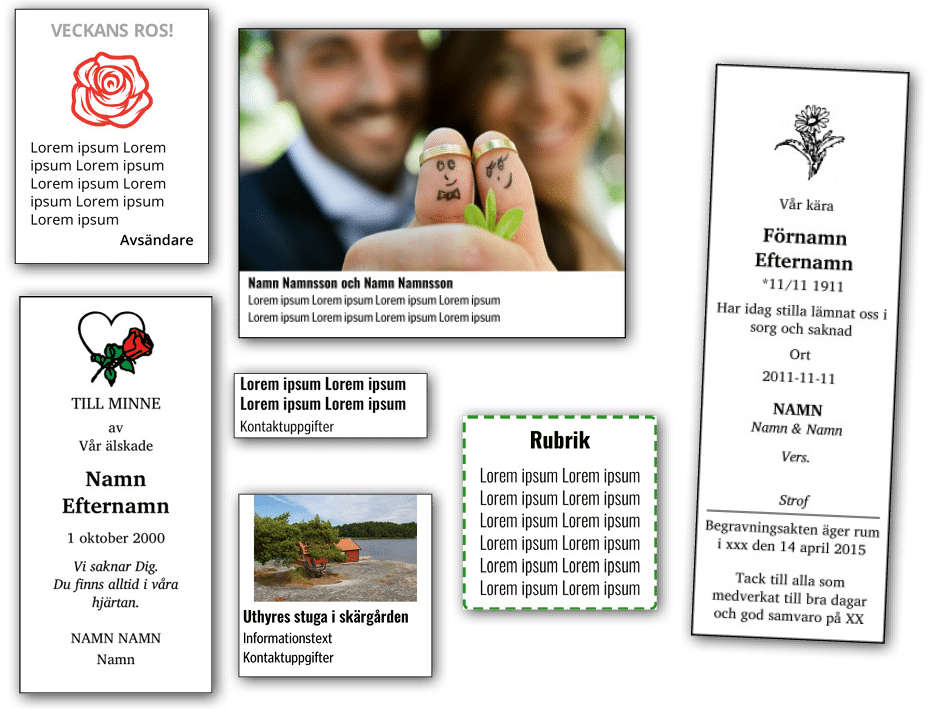 Boka och skapa personlig annons eller föreningsannons - MediaTrio AB