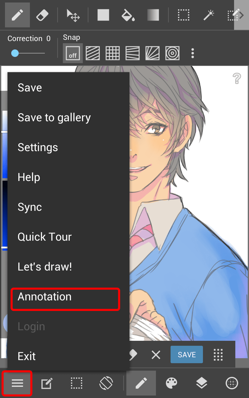 Using Canvas Annotations in MediBang Paint Android MediBang Paint