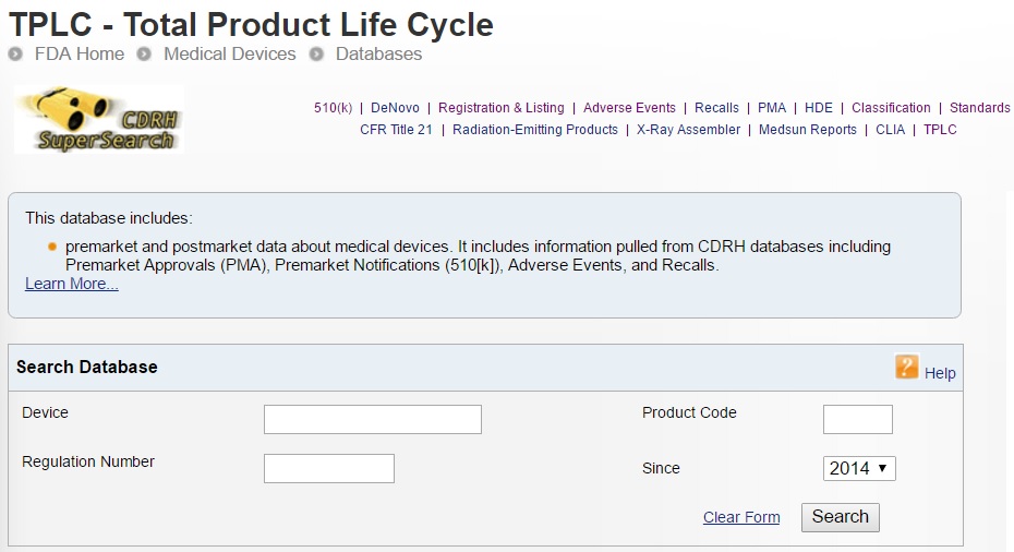 Checking adverse event history for your device and competitors