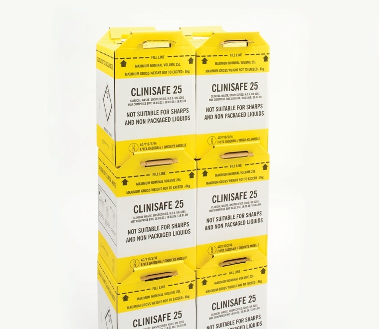 Cardboard Clinical Waste Bin>>Buy Clinisafe From Medical Solution>>Safe