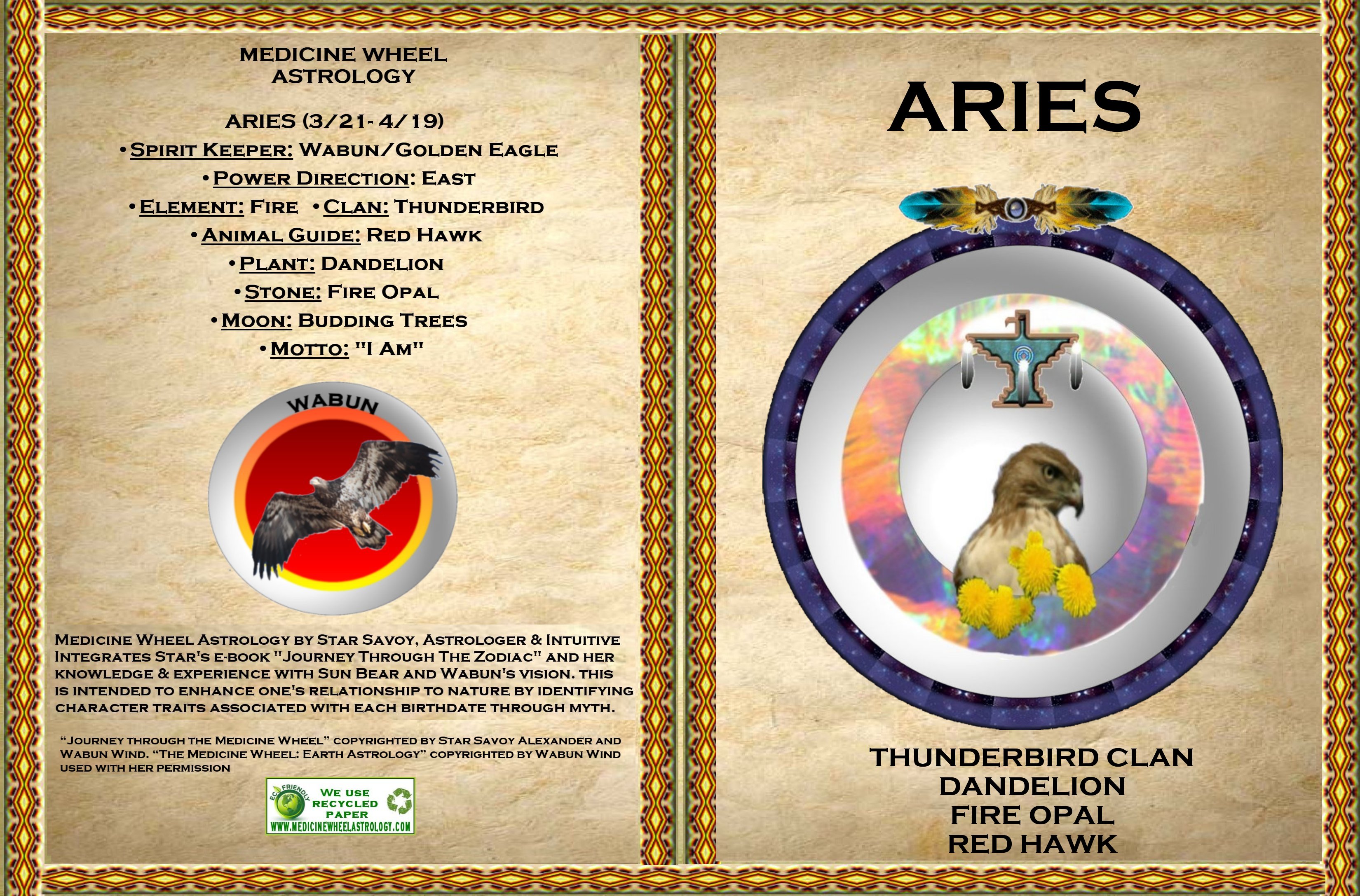 Medicine Wheel Astrology Greeting Cards and Reference Guide by Star