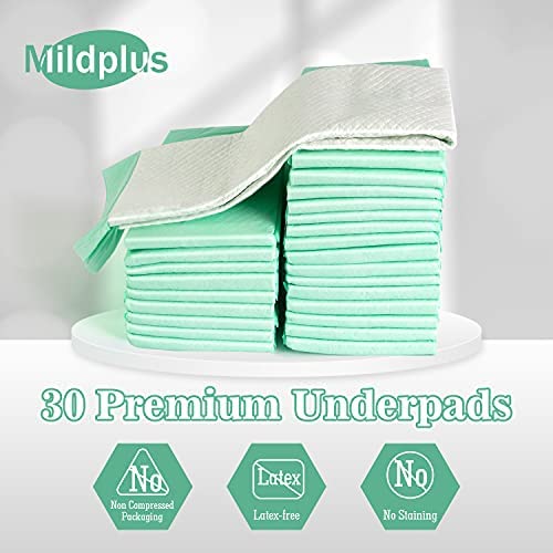 MILDPLUS Bed Pads with Adhesive Strips 30'' X 36'' Disposable Underpads