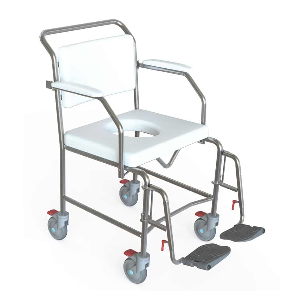 KCare Transit Mobile Shower Commode with Swingaway Footrests Medimart