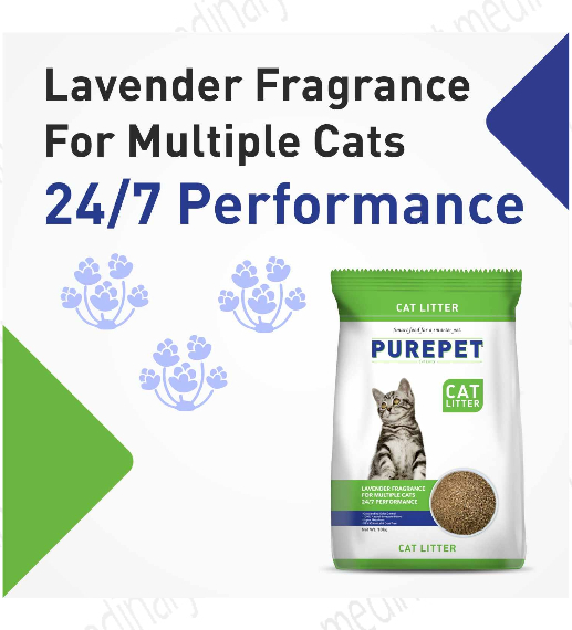 Purepet Clumping Lavender Fragrance Cat Litter (for Multiple Cats), 5kg