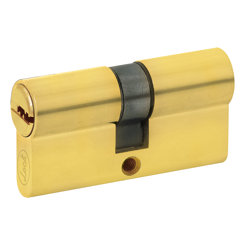 Cilindro europeo 60 mm funciondoble, laton brillante, llave de puntos, en caja Grupo Urrea