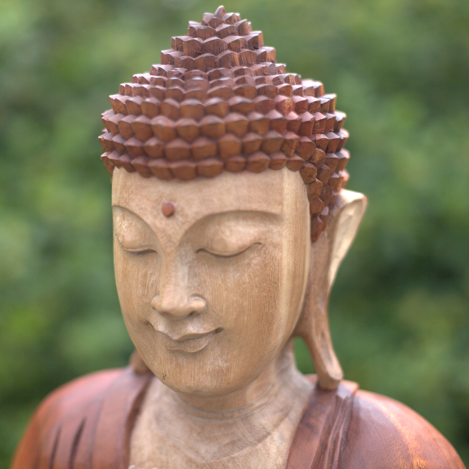 Hand Carved Buddha Statue 60cm Two Hands Meditative Moods