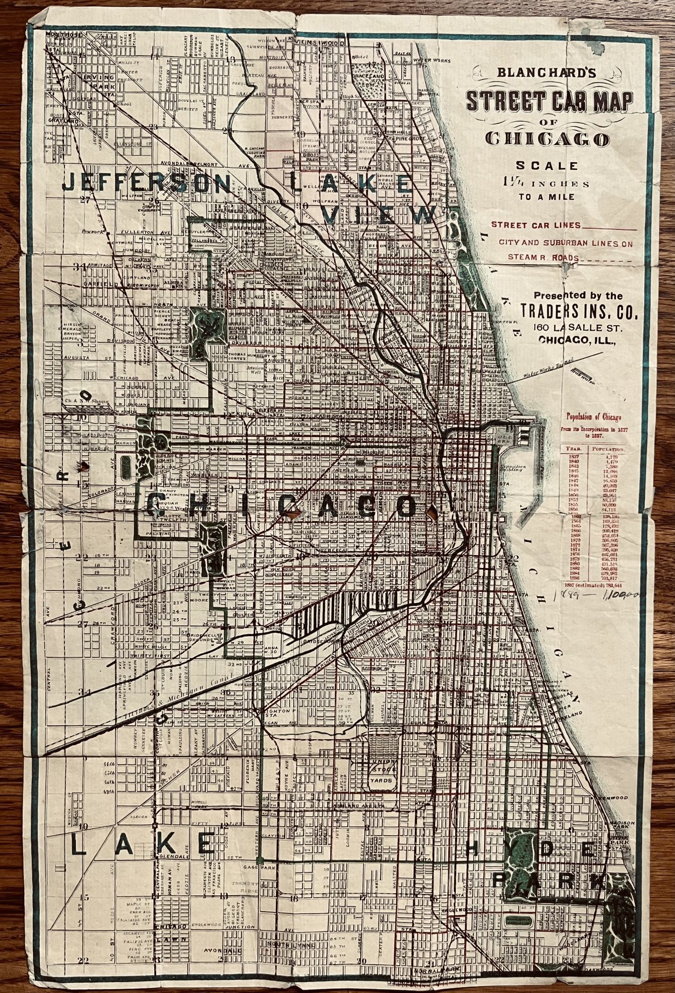 Blanchard's Street Car Map of Chicago Rufus Blanchard