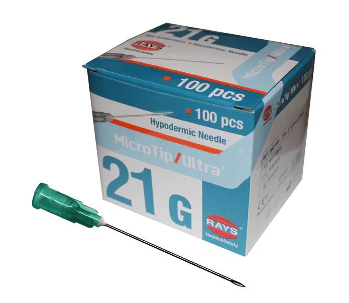 Hypodermic Needle Green 21G x 38mm Box of (100)
