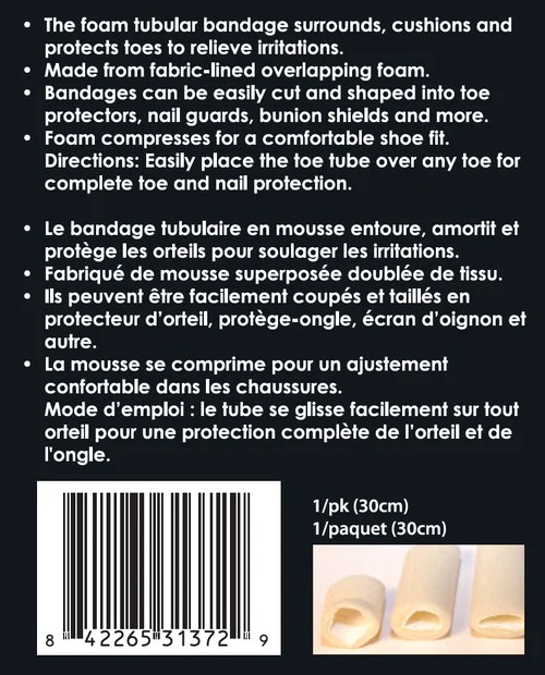 TubularFoam Toe Bandages Home Health Care Products & Supplies in