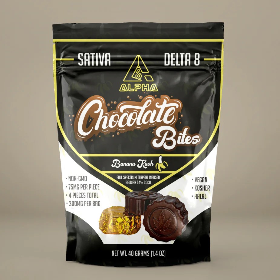 Chocolate Banana Kush Alpha Delta 8 THC Vegan Bites 300mg 4 Count MedPlex