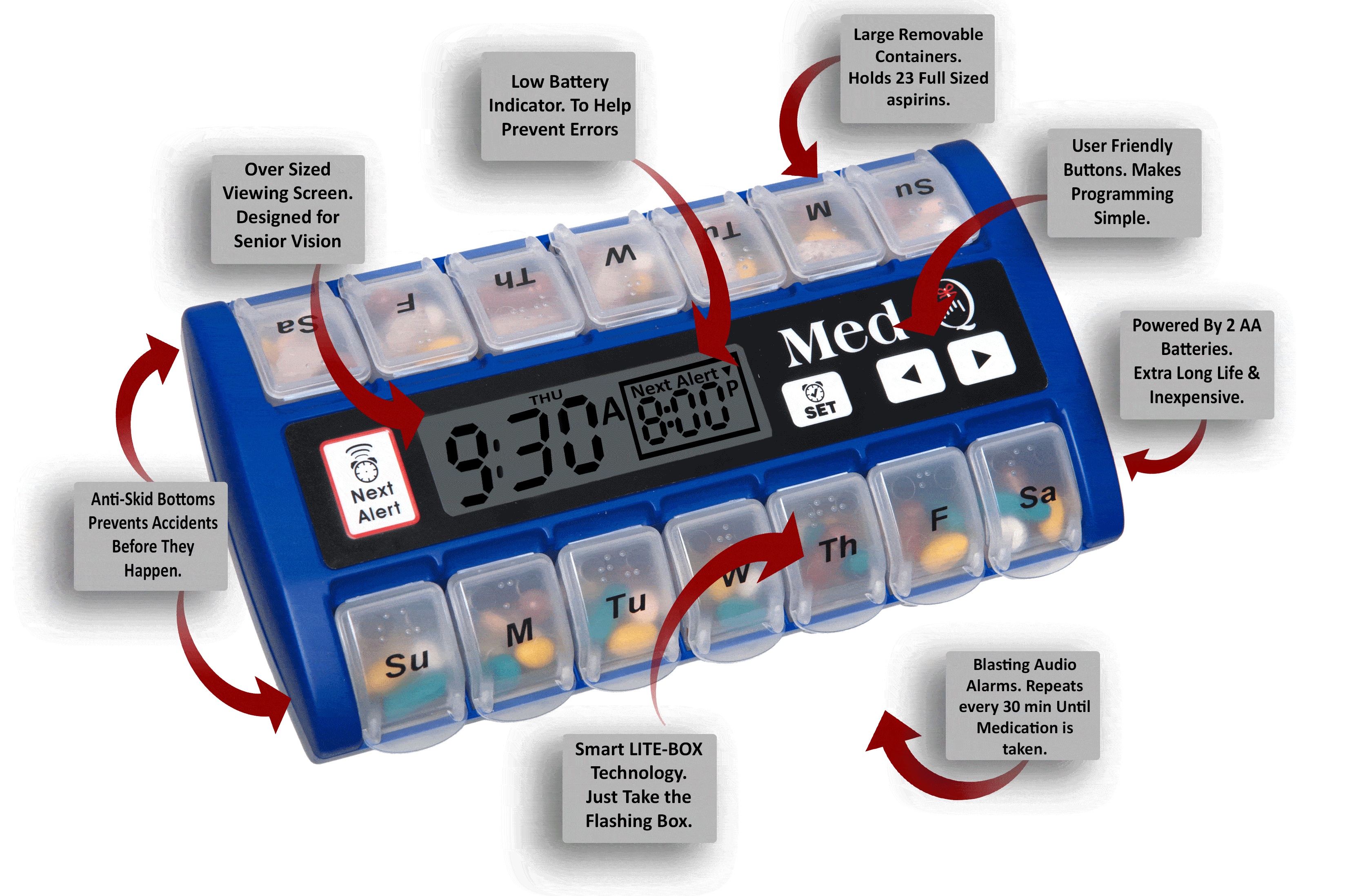 Need a pill dispenser with locks MEDQ AMAZING Pill Box Reminder