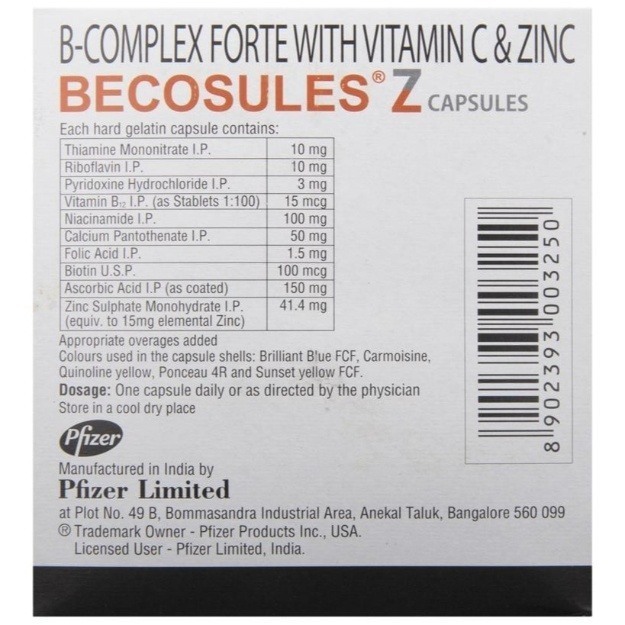Becosules Z Uses, Price, Dosage, Side Effects, Substitute, Buy Online