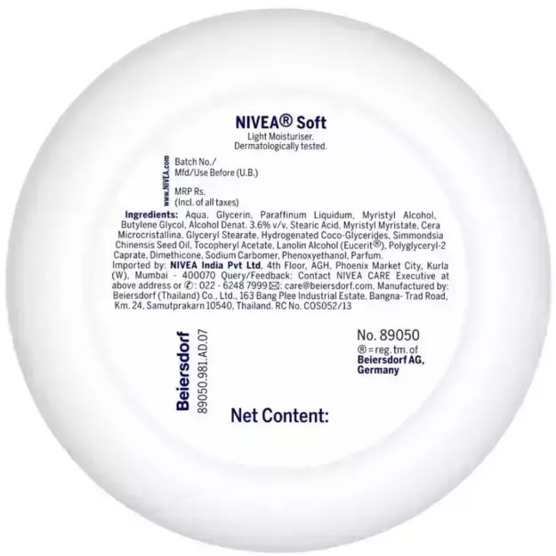 Nivea Soft Light Moisturiser Cream 200ml in Hindi की जानकारी, लाभ