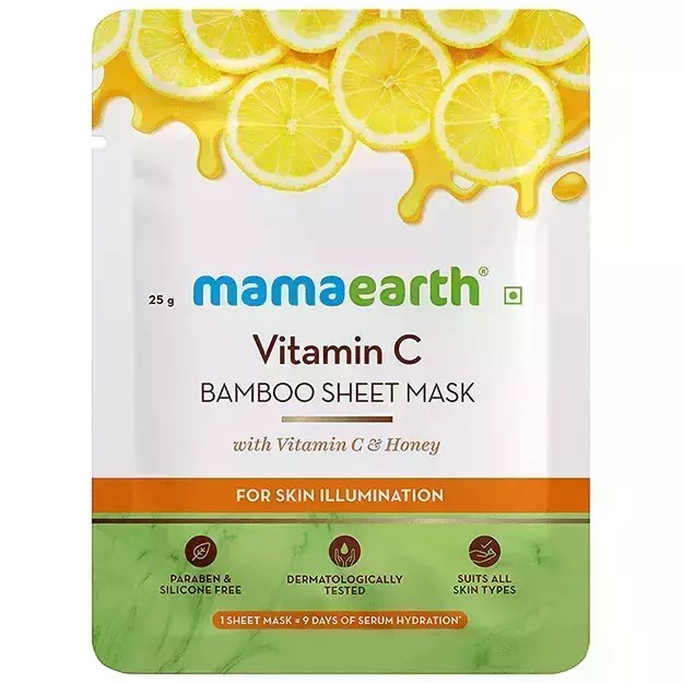 Mamaearth Vitamin C Bamboo Sheet Mask With Vitamin C & Honey For Skin