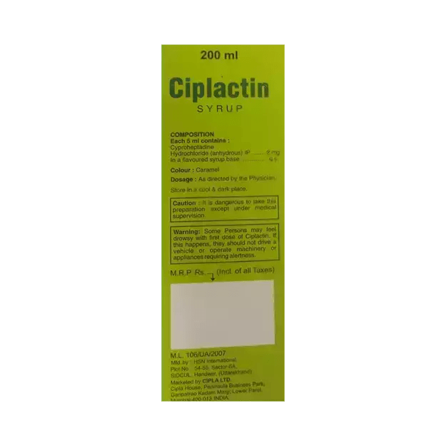 Ciplactin Syrup Uses, Price, Dosage, Side Effects, Substitute, Buy Online