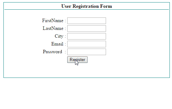 create simple registration form in with database c