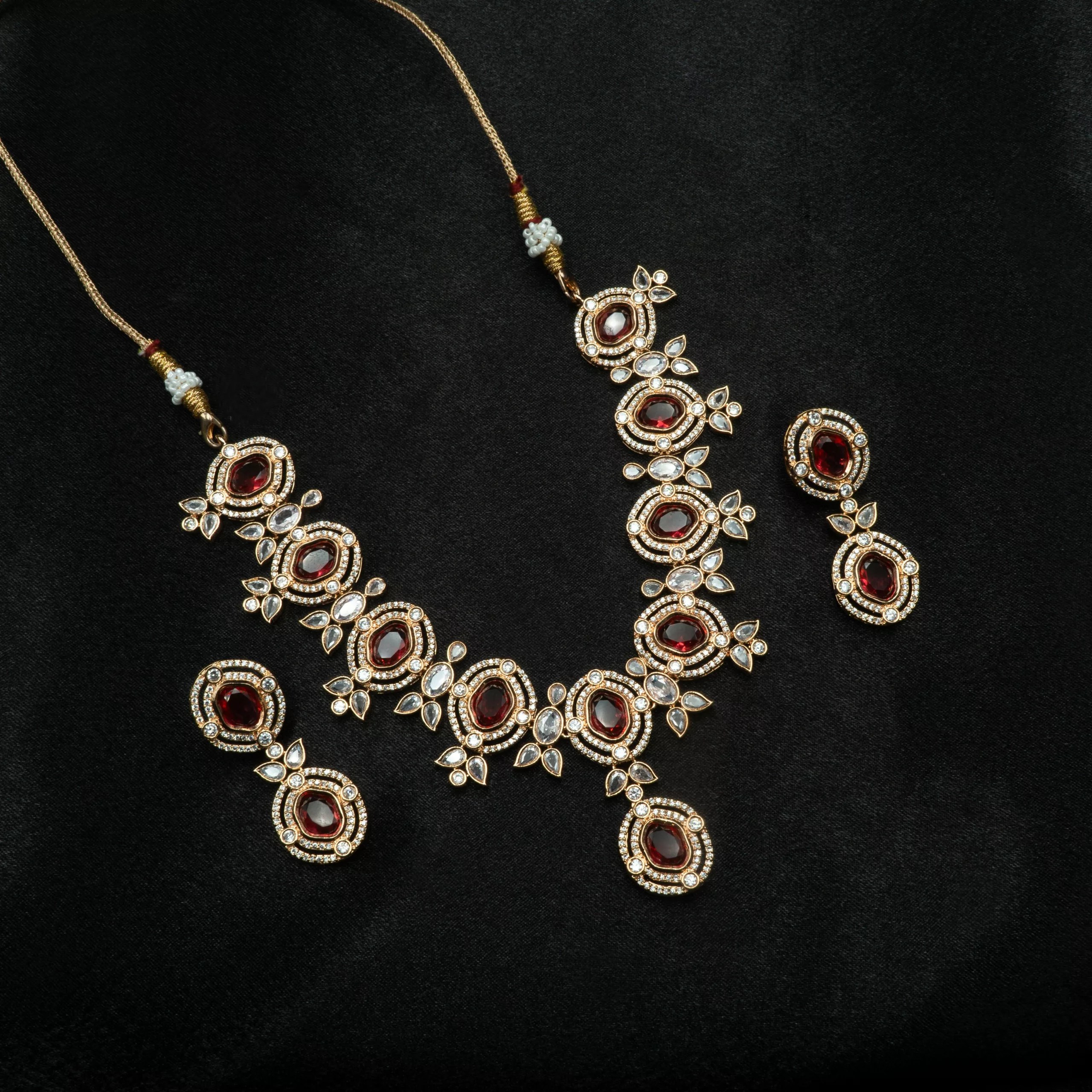 NS2312024 Radiant Royalty Rose Gold Plated Necklace Set with